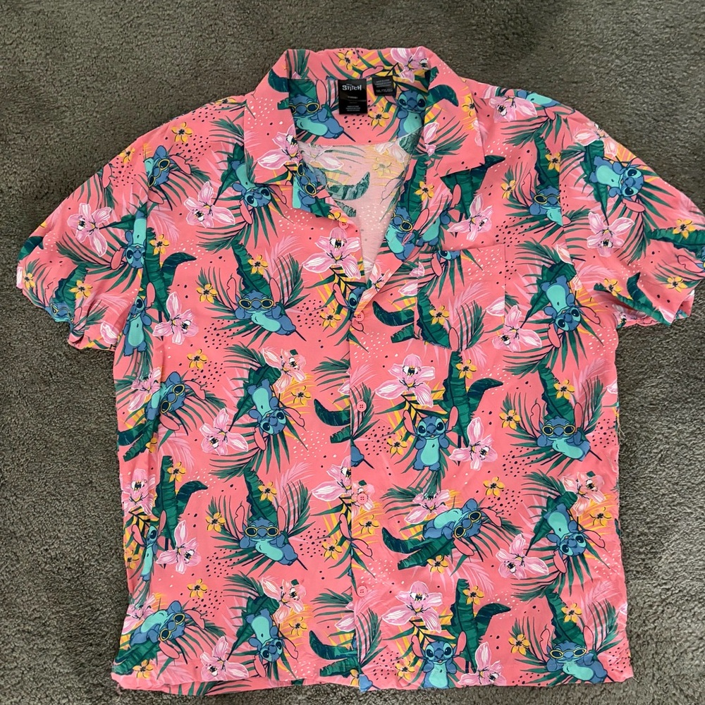 Disney Pink and Green Stitch Hawaiian shirt xxl